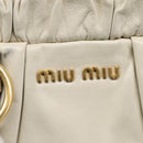 Miu Miu Hand Bag Leather White Gold Tone Auth bs37154A-18