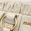 Miu Miu Hand Bag Leather White Gold Tone Auth bs37154A-19