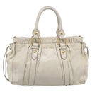 Miu Miu Hand Bag Leather White Gold Tone Auth bs37154A-13