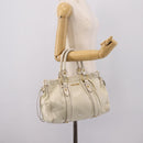 Miu Miu Hand Bag Leather White Gold Tone Auth bs37154A-25