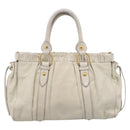 Miu Miu Hand Bag Leather White Gold Tone Auth bs37154A-2
