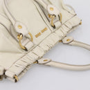 Miu Miu Hand Bag Leather White Gold Tone Auth bs37154A-6