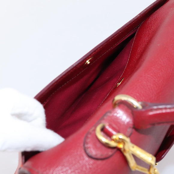 Miu Miu Hand Bag Leather 2way Red Gold Tone Auth bs37156A