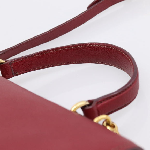 Miu Miu Hand Bag Leather 2way Red Gold Tone Auth bs37156A