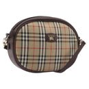Burberrys Nova Check Shoulder Bag Canvas Beige Gold Tone Auth bs37157-1