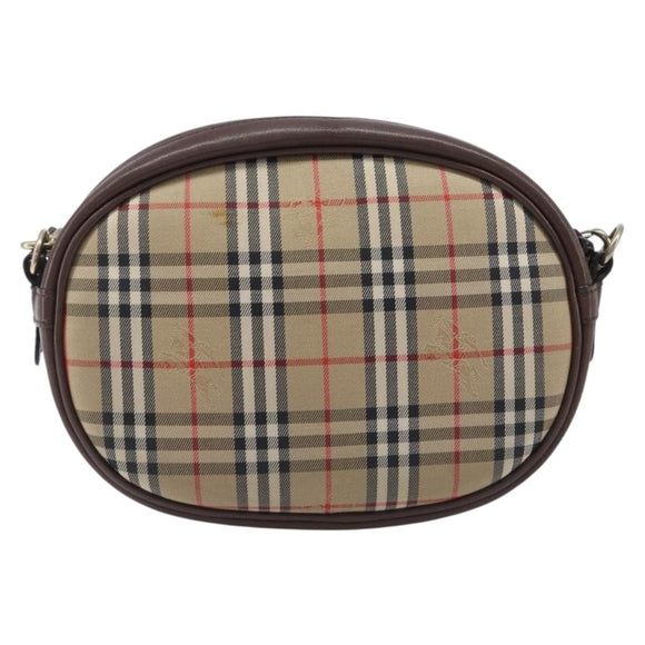 Burberrys Nova Check Shoulder Bag Canvas Beige Gold Tone Auth bs37157
