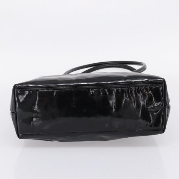 CHANEL COCO Mark Tote Bag Patent Black Gold Tone CC Auth bs37158