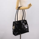 CHANEL COCO Mark Tote Bag Patent Black Gold Tone CC Auth bs37158-28
