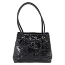 CHANEL COCO Mark Tote Bag Patent Black Gold Tone CC Auth bs37158-2