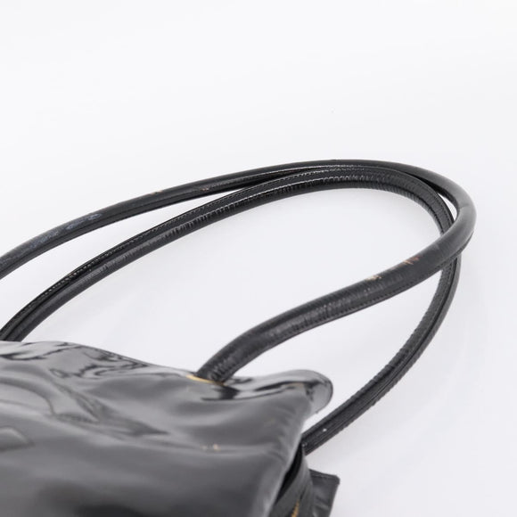 CHANEL COCO Mark Tote Bag Patent Black Gold Tone CC Auth bs37158