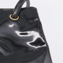 CHANEL COCO Mark Tote Bag Patent Black Gold Tone CC Auth bs37158-8