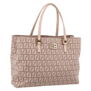 FENDI Zucchino Canvas Hand Bag Beige Gold Tone 8BH132 Auth bs37159A-1