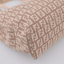 FENDI Zucchino Canvas Hand Bag Beige Gold Tone 8BH132 Auth bs37159A-16