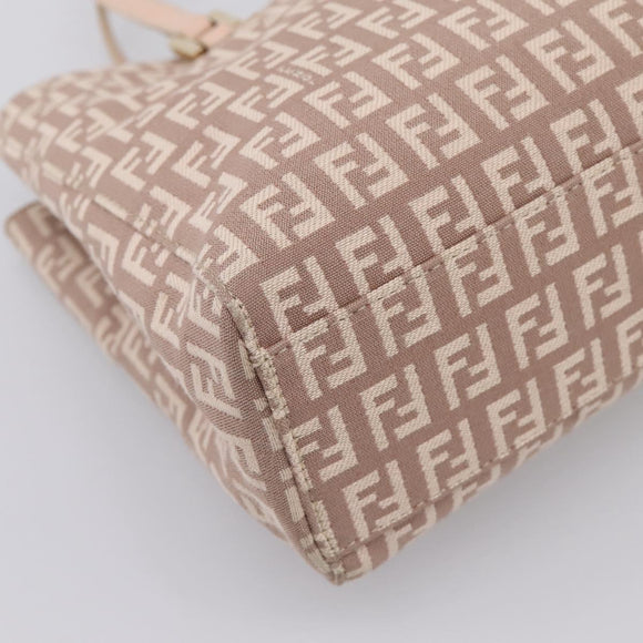 FENDI Zucchino Canvas Hand Bag Beige Gold Tone 8BH132 Auth bs37159A