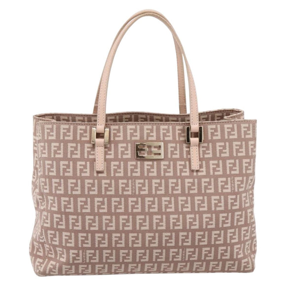 FENDI Zucchino Canvas Hand Bag Beige Gold Tone 8BH132 Auth bs37159A