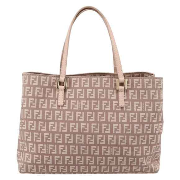 FENDI Zucchino Canvas Hand Bag Beige Gold Tone 8BH132 Auth bs37159A