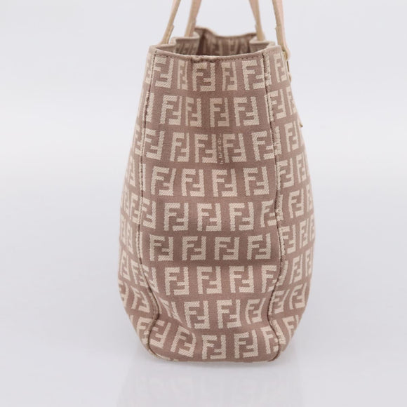 FENDI Zucchino Canvas Hand Bag Beige Gold Tone 8BH132 Auth bs37159A