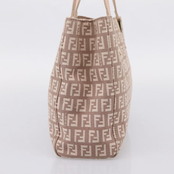 FENDI Zucchino Canvas Hand Bag Beige Gold Tone 8BH132 Auth bs37159A