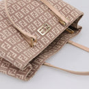 FENDI Zucchino Canvas Hand Bag Beige Gold Tone 8BH132 Auth bs37159A-6