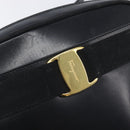 Salvatore Ferragamo Vala Shoulder Bag Leather Black Gold Tone Auth bs37160-21