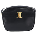 Salvatore Ferragamo Vala Shoulder Bag Leather Black Gold Tone Auth bs37160-13
