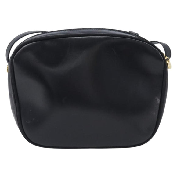Salvatore Ferragamo Vala Shoulder Bag Leather Black Gold Tone Auth bs37160