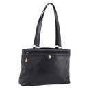 CELINE Tote Bag Leather Black Gold Tone Auth bs37162-1