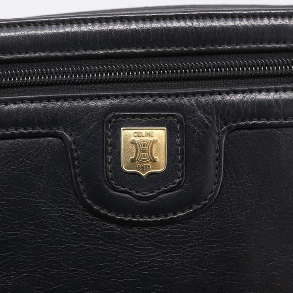 CELINE Tote Bag Leather Black Gold Tone Auth bs37162