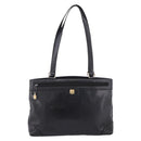 CELINE Tote Bag Leather Black Gold Tone Auth bs37162-13