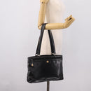 CELINE Tote Bag Leather Black Gold Tone Auth bs37162-30