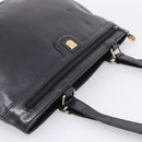 CELINE Tote Bag Leather Black Gold Tone Auth bs37162-6
