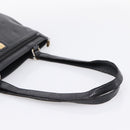 CELINE Tote Bag Leather Black Gold Tone Auth bs37162-7