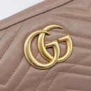 GUCCI GG Marmont Chain Shoulder Bag Leather Beige Gold Tone 447632 Auth bs37164-19
