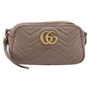 GUCCI GG Marmont Chain Shoulder Bag Leather Beige Gold Tone 447632 Auth bs37164-13