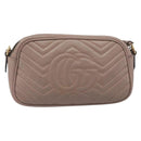 GUCCI GG Marmont Chain Shoulder Bag Leather Beige Gold Tone 447632 Auth bs37164-2