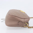 GUCCI GG Marmont Chain Shoulder Bag Leather Beige Gold Tone 447632 Auth bs37164-3