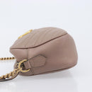 GUCCI GG Marmont Chain Shoulder Bag Leather Beige Gold Tone 447632 Auth bs37164-4