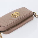 GUCCI GG Marmont Chain Shoulder Bag Leather Beige Gold Tone 447632 Auth bs37164-6