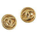 CHANEL Earring Metal Gold Tone CC Auth bs37165V-1