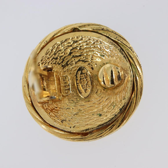 CHANEL Earring Metal Gold Tone CC Auth bs37165V