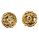 CHANEL Earring Metal Gold Tone CC Auth bs37165V-2
