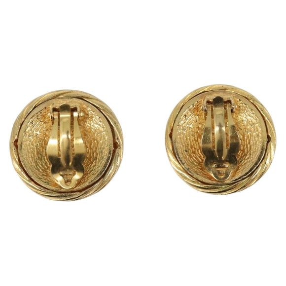 CHANEL Earring Metal Gold Tone CC Auth bs37165V