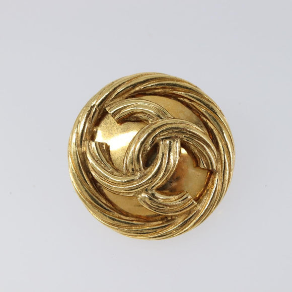 CHANEL Earring Metal Gold Tone CC Auth bs37165V