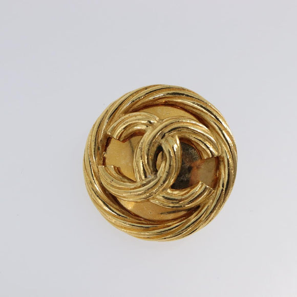 CHANEL Earring Metal Gold Tone CC Auth bs37165V