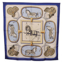 HERMES Carre 90 Scarf ”GRAND APPARAT” Silk Blue Auth bs37166-1