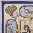 HERMES Carre 90 Scarf ”GRAND APPARAT” Silk Blue Auth bs37166-2