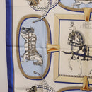 HERMES Carre 90 Scarf ”GRAND APPARAT” Silk Blue Auth bs37166-5