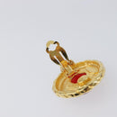 CHANEL Earring Metal Gold Tone Red CC Auth bs37169-11