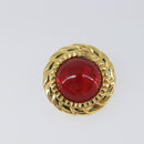CHANEL Earring Metal Gold Tone Red CC Auth bs37169-4