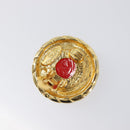 CHANEL Earring Metal Gold Tone Red CC Auth bs37169-7